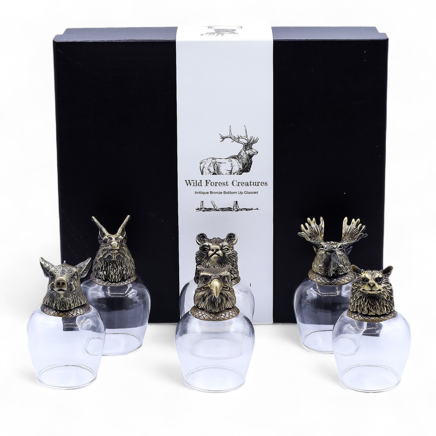 Gift Set of 6 Glasses (100ml) - Wild Forest Creatures - Antique Bronze - Image gift-set-of-6-glasses-100ml--wild-forest-creatures--antique-bronze-bbug-05