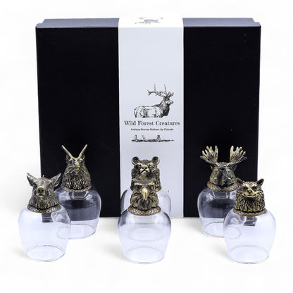 Gift Set of 6 Glasses (100ml) - Wild Forest Creatures - Antique Bronze - Image gift-set-of-6-glasses-100ml--wild-forest-creatures--antique-bronze-bbug-05