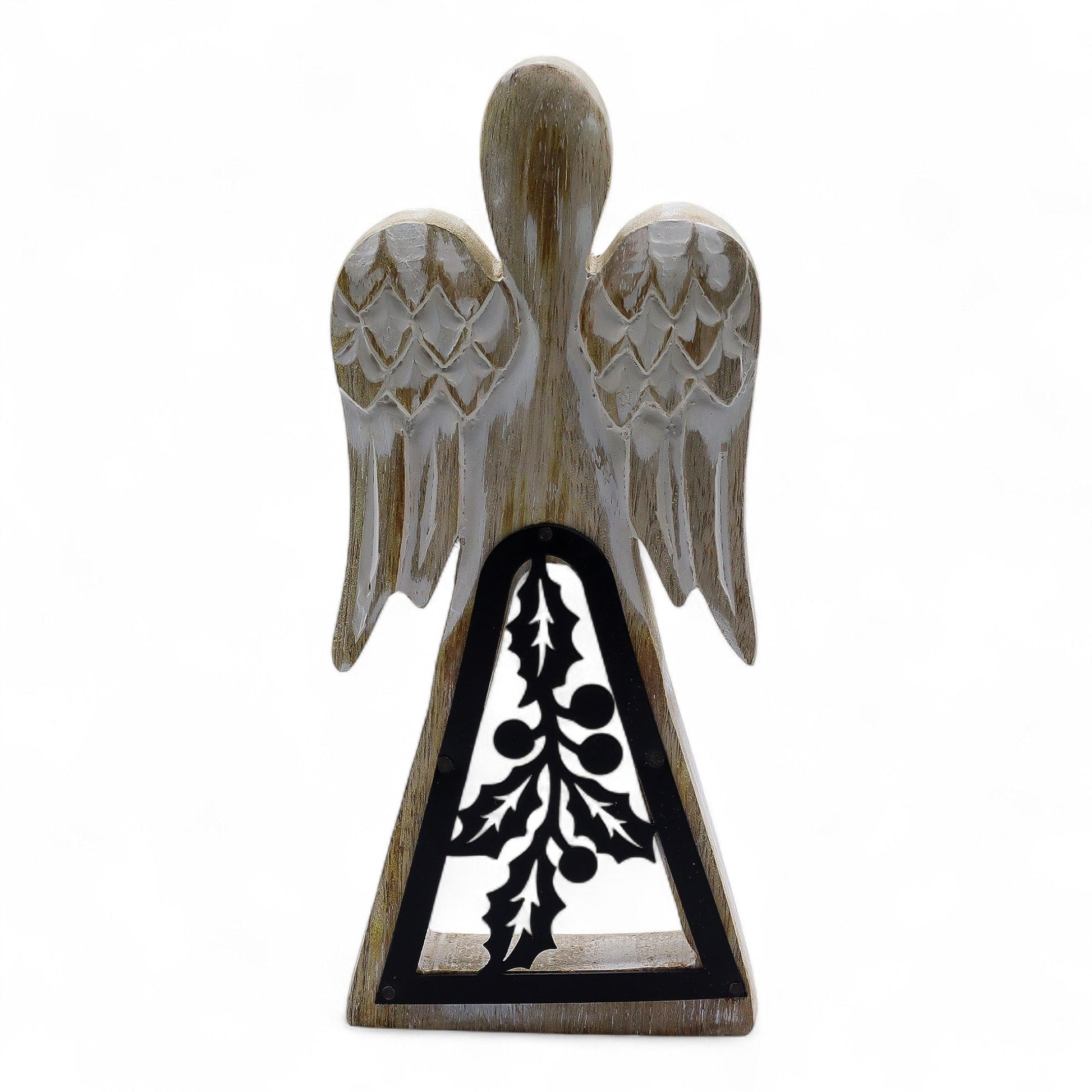Mango Wood Angel - Whitewash with Iron Decor Cut Out - Image mango-wood-angel--whitewash-with-iron-decor-cut-out-wang-05