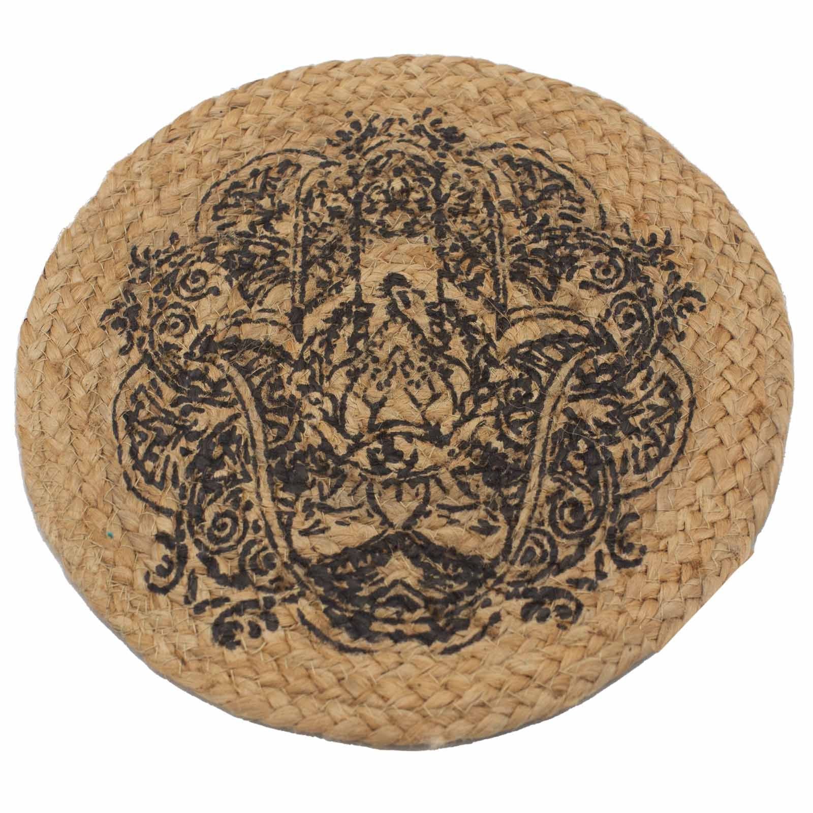 Natural Place Mat - Jute  - Hamsa Print - Image natural-place-mat--jute---hamsa-print-npmat-10