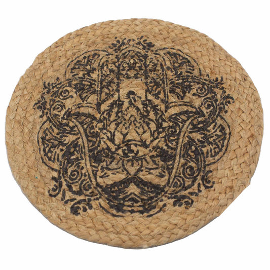 Natural Place Mat - Jute  - Hamsa Print - Image natural-place-mat--jute---hamsa-print-npmat-10
