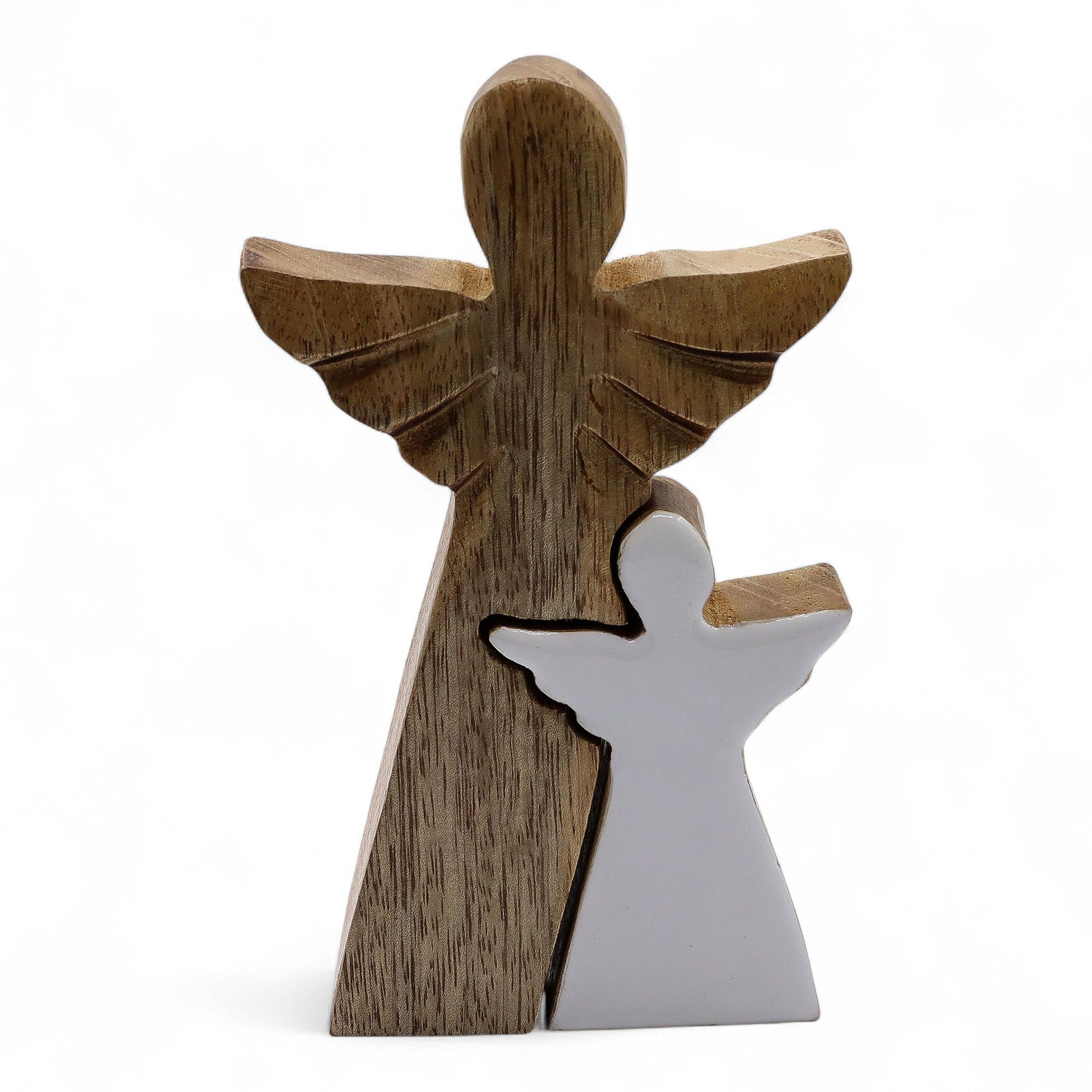 Mango Wood Angel in Angel - White Enamel - Image mango-wood-angel-in-angel--white-enamel-wang-08