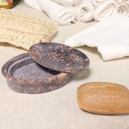 Soapstone Soap Dish & Drainer 11x8cm- Classic Oval - Image soapstone-soap-dish--drainer-11x8cm-classic-oval-ssd-20