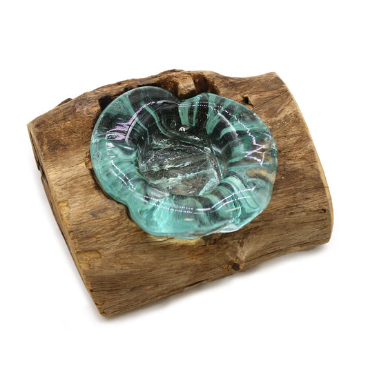 Molton Glass Candle Single Holder on Wood - Image molton-glass-candle-single-holder-on-wood-mgw-24