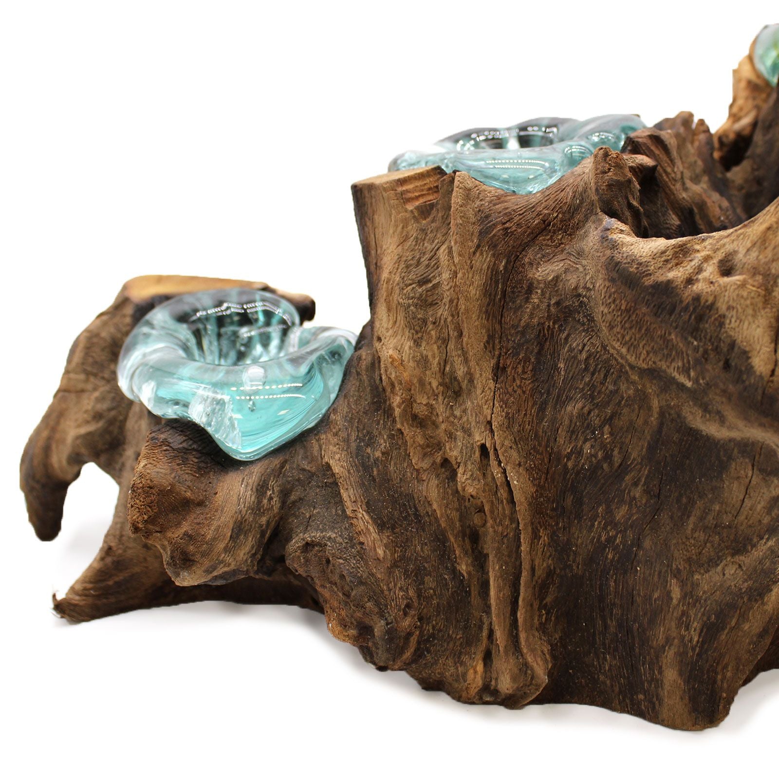 Molton Glass Five Candle Holder on Wood - Image molton-glass-five-candle-holder-on-wood-mgw-32