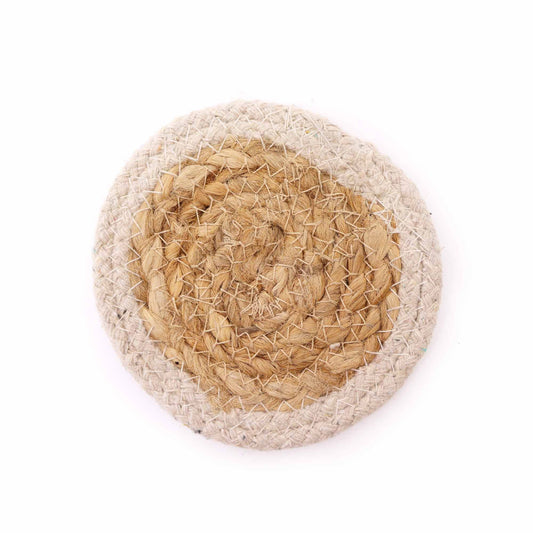 Natural Coaster - Jute & Cotton 10cm  (set of 4) - Ivory Boarder - Image natural-coaster--jute--cotton-10cm--set-of-4--ivory-boarder-npmat-11