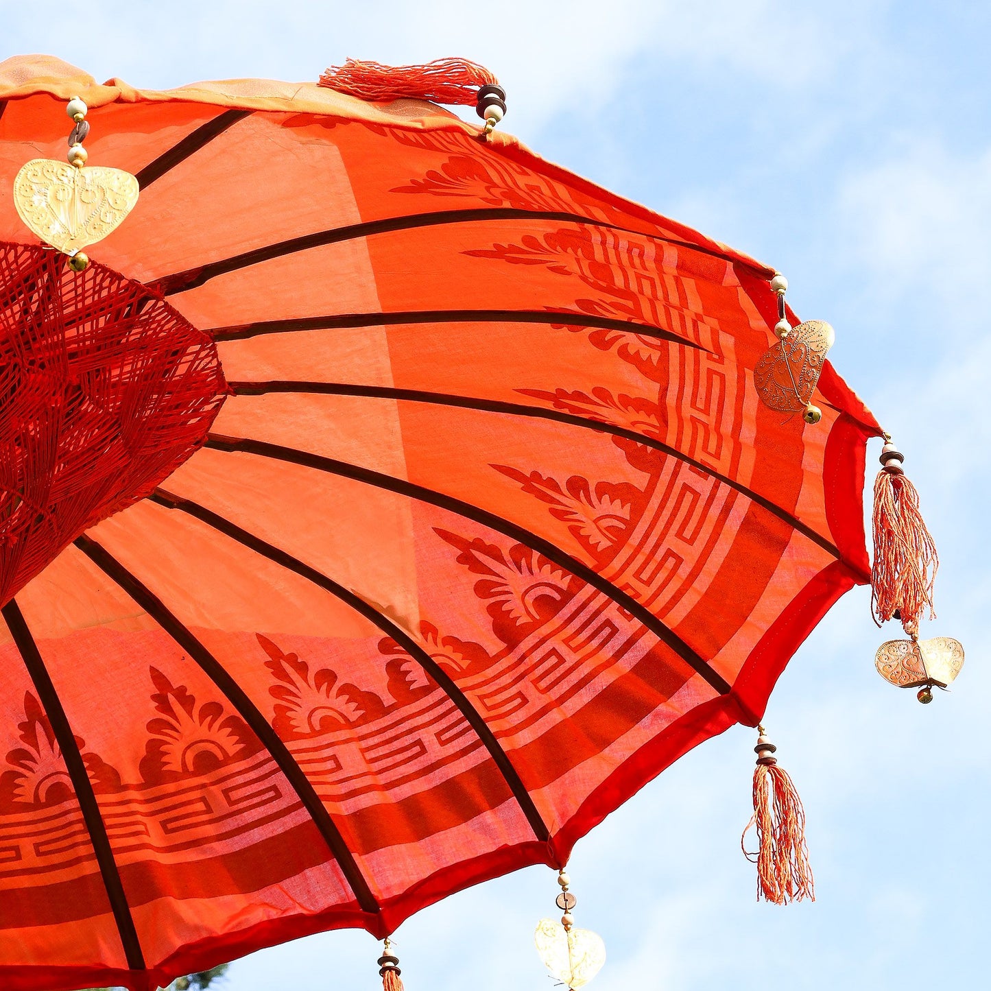 Bali Patio Parasol - Cotton - Orange Decor - 1.5m - Image bali-patio-parasol--cotton--orange-decor--15m-bpar-03