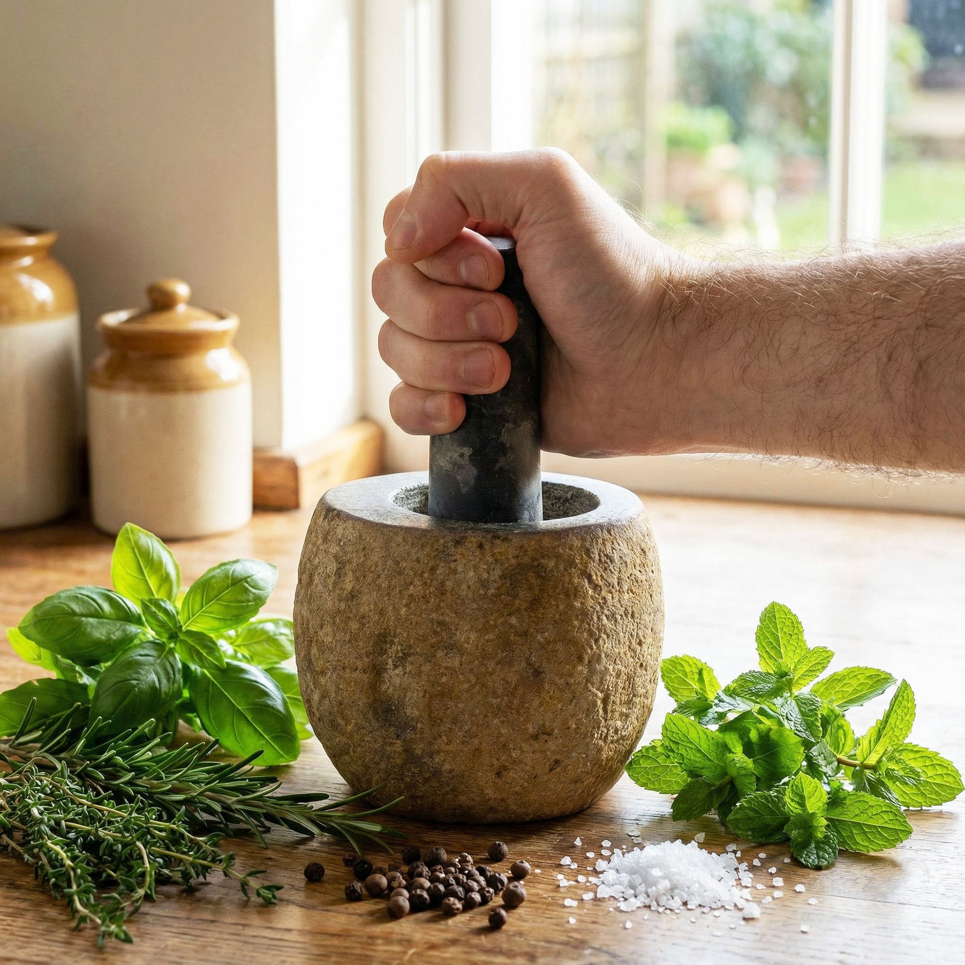 Natural Riverstone Decorative Pestle & Mortar- Small (aprox 9x7cm) - Image natural-riverstone-decorative-pestle--mortar-small-aprox-9x7cm-mpm-21