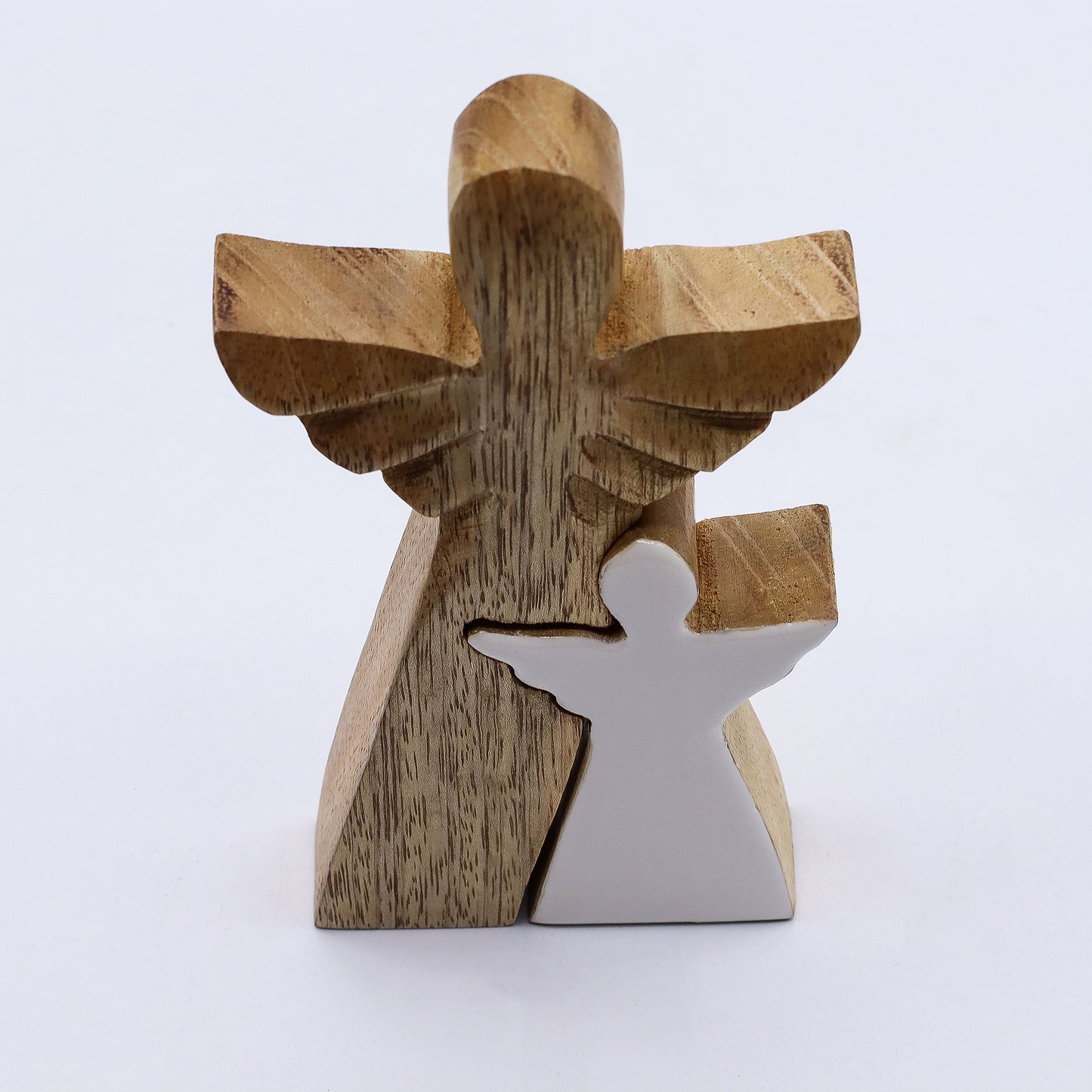Mango Wood Angel in Angel - White Enamel - Image mango-wood-angel-in-angel--white-enamel-wang-08