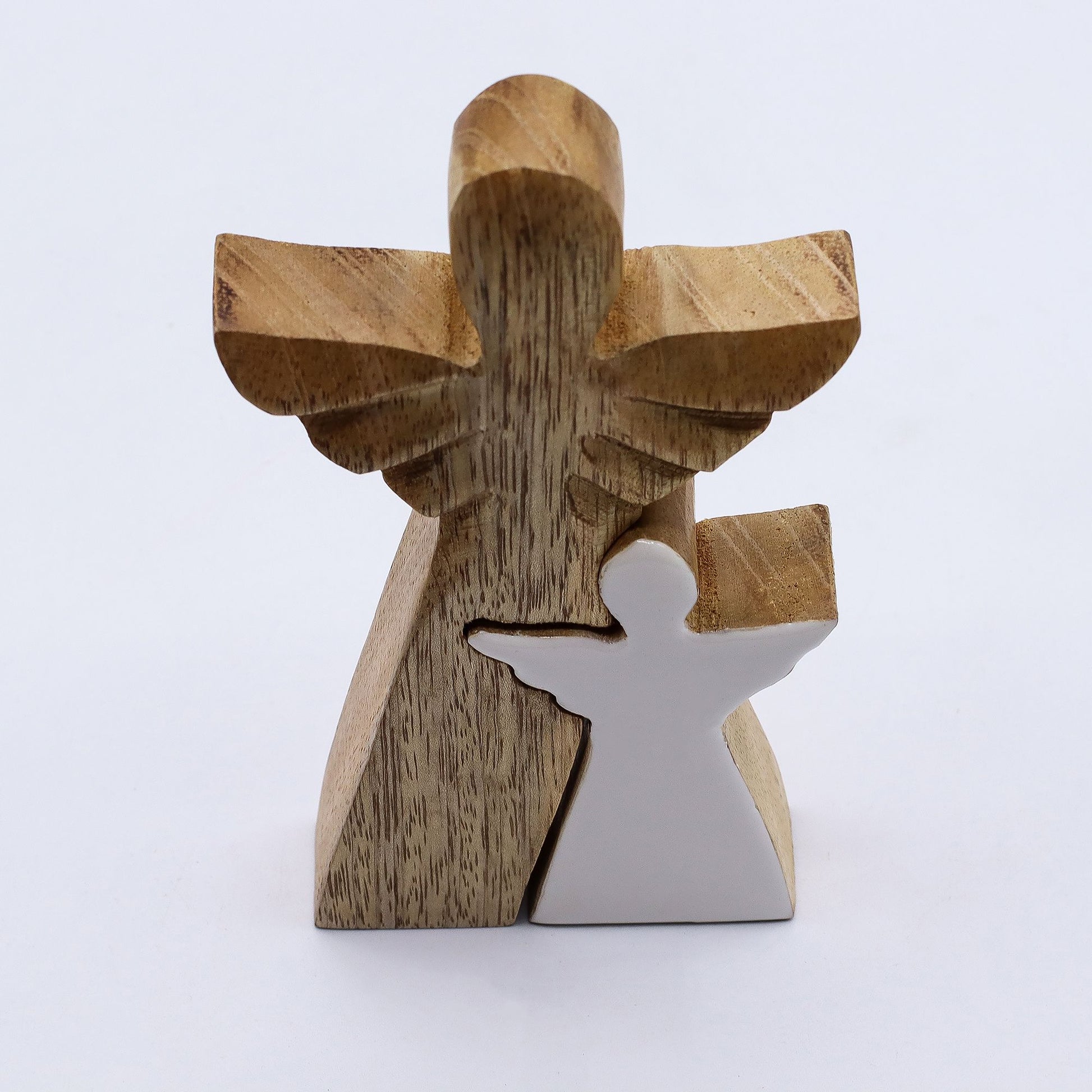 Mango Wood Angel in Angel - White Enamel - Image mango-wood-angel-in-angel--white-enamel-wang-08