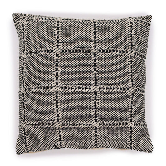 Squares Grey Cotton Cushion Cover – 40 x 40cm