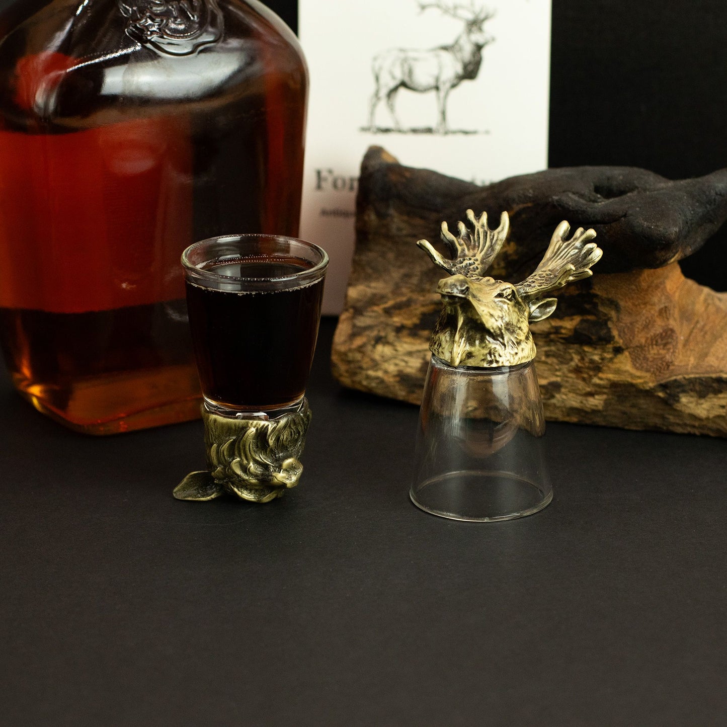 Gift Set of 12 Bottom Up Shot Glasses (25ml) - Forest & Mystical Creatures - Antique Bronze - Image gift-set-of-12-bottom-up-shot-glasses-25ml--forest--mystical-creatures--antique-bronze-bbug-01