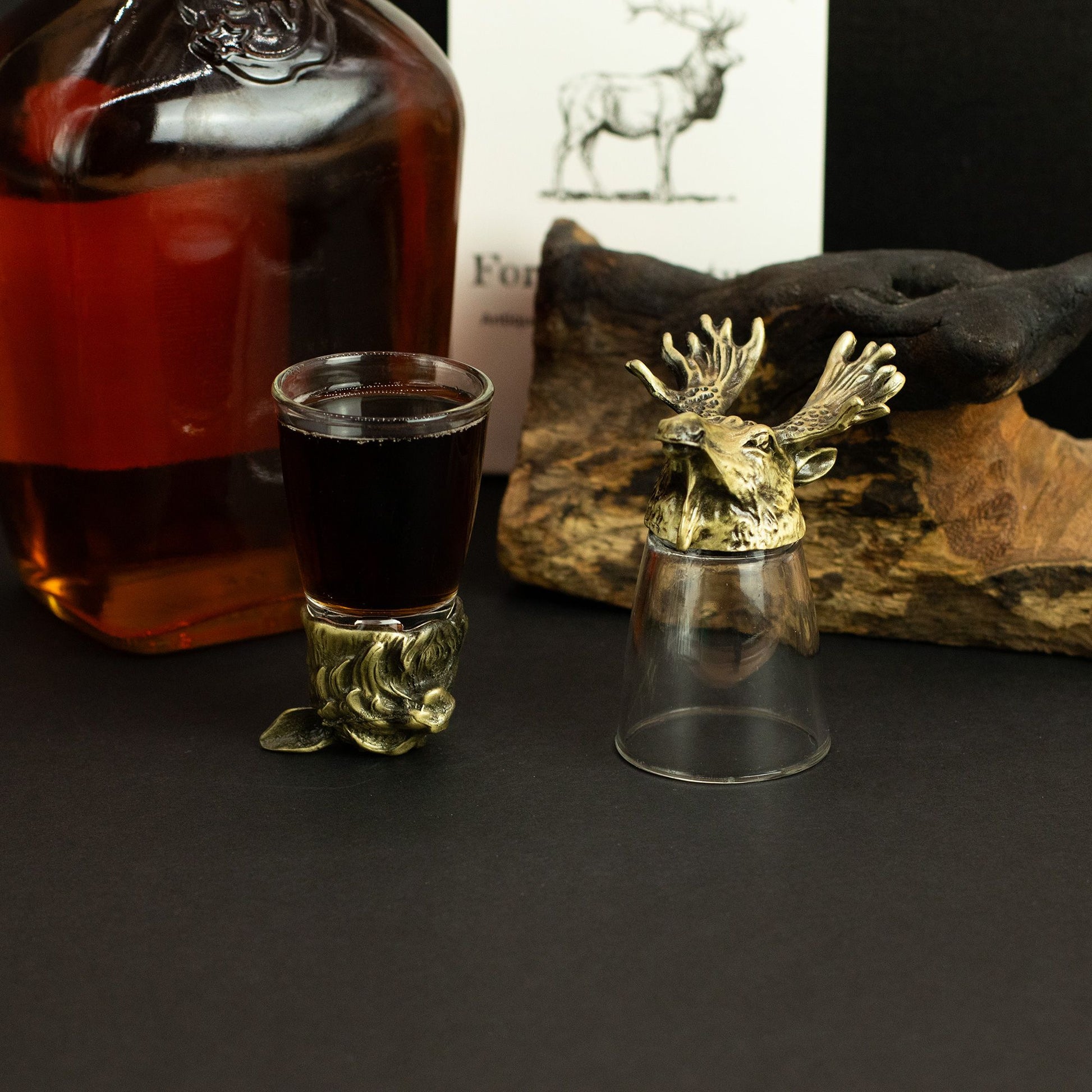 Gift Set of 12 Bottom Up Shot Glasses (25ml) - Forest & Mystical Creatures - Antique Bronze - Image gift-set-of-12-bottom-up-shot-glasses-25ml--forest--mystical-creatures--antique-bronze-bbug-01
