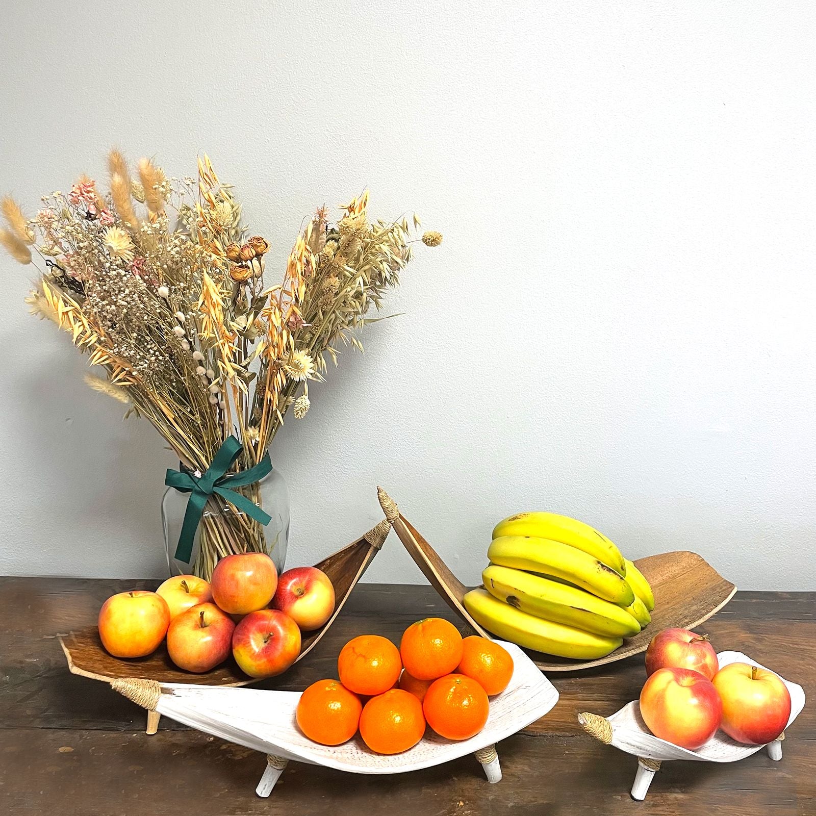 Coconut Leaf Fruit Bowl Set - Whitewash - Image coconut-leaf-fruit-bowl-set--whitewash-clfb-02