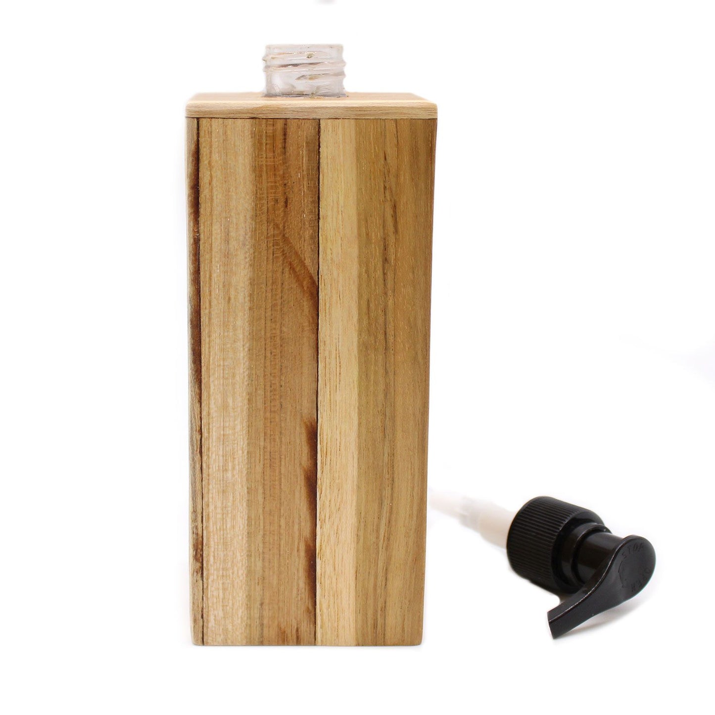 Natural Teakwood Soap Dispenser - Square - Image natural-teakwood-soap-dispenser--square-nsd-02