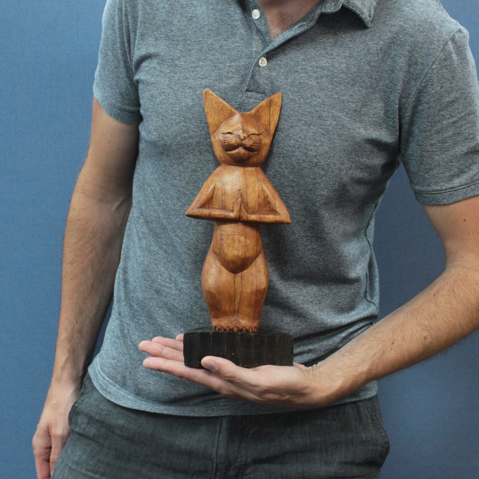 Handcarved Yoga Cats - Standing - Image handcarved-yoga-cats--standing-wyc-01