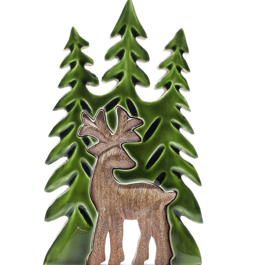 Lost in the Forrest -  Stag in the Forrest 3D Wooden Decoration - 25x15cm - Image lost-in-the-forrest---stag-in-the-forrest-3d-wooden-decoration--25x15cm-lif-05