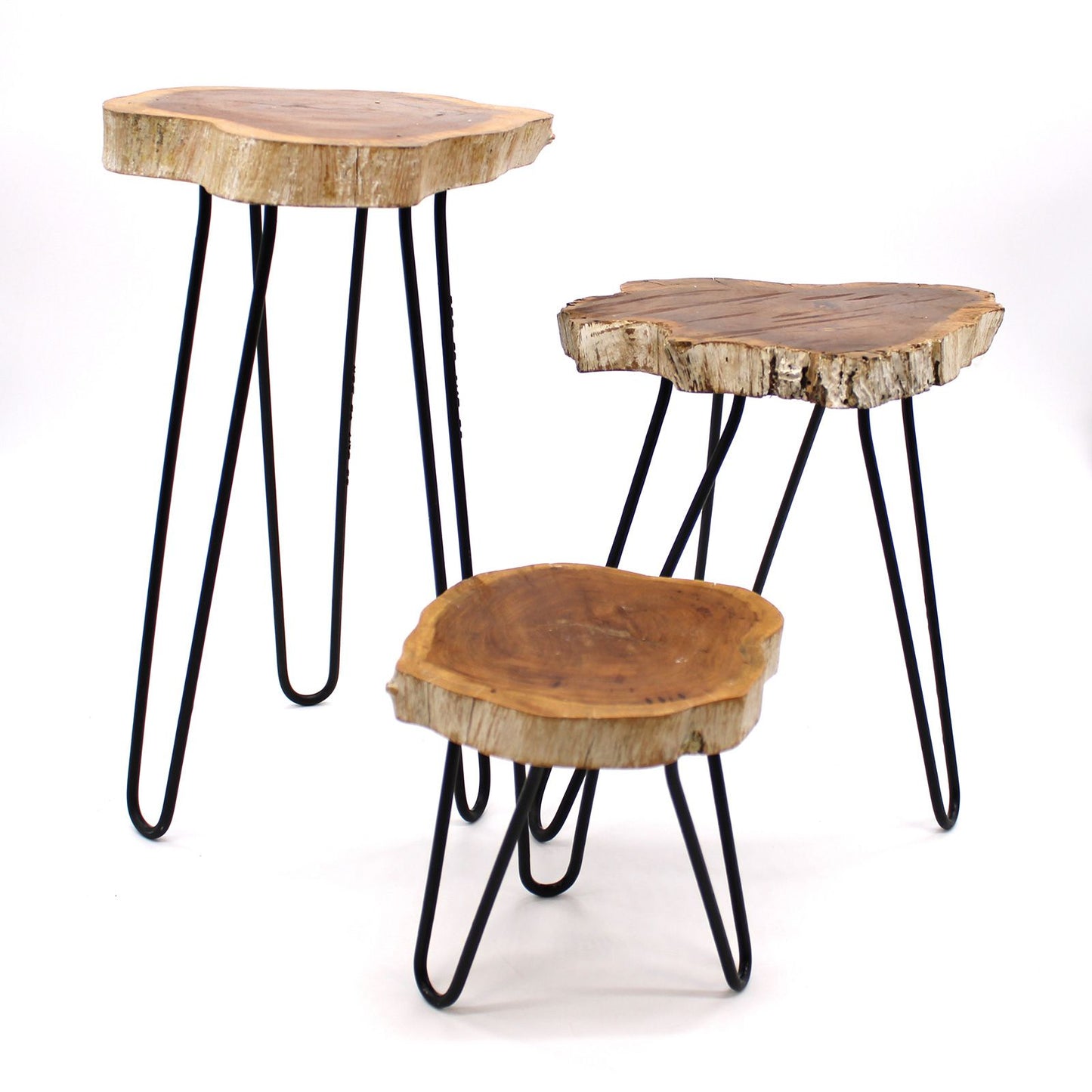 Set of 3 Gamal Wood Plant Stands - Whitewash - Image set-of-3-gamal-wood-plant-stands--whitewash-pss-01