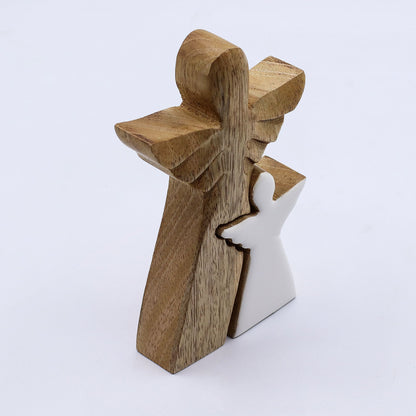 Mango Wood Angel in Angel - White Enamel - Image mango-wood-angel-in-angel--white-enamel-wang-08