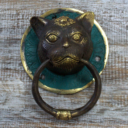 Brass Door Knocker - Cats Head - Image brass-door-knocker--cats-head-bdk-04