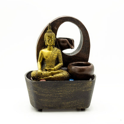 Tabletop Water Feature - 21.5cm - Golden Buddha & Pots - Image tabletop-water-feature--215cm--golden-buddha--pots-waterf-10