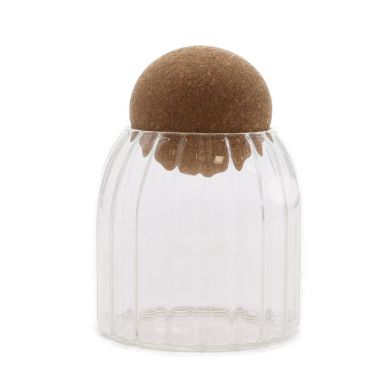 Cottage Cork-Ball Glass Jar -  Ribbed - 10cm - Image cottage-corkball-glass-jar---ribbed--10cm-cgj-07