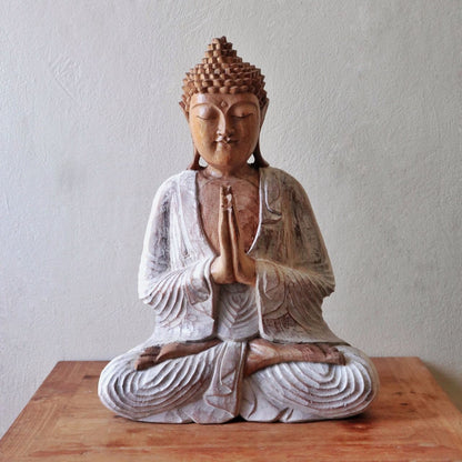 Buddha Statue Whitewash - 30cm Welcome - Image buddha-statue-whitewash--30cm-welcome-hcbs-20