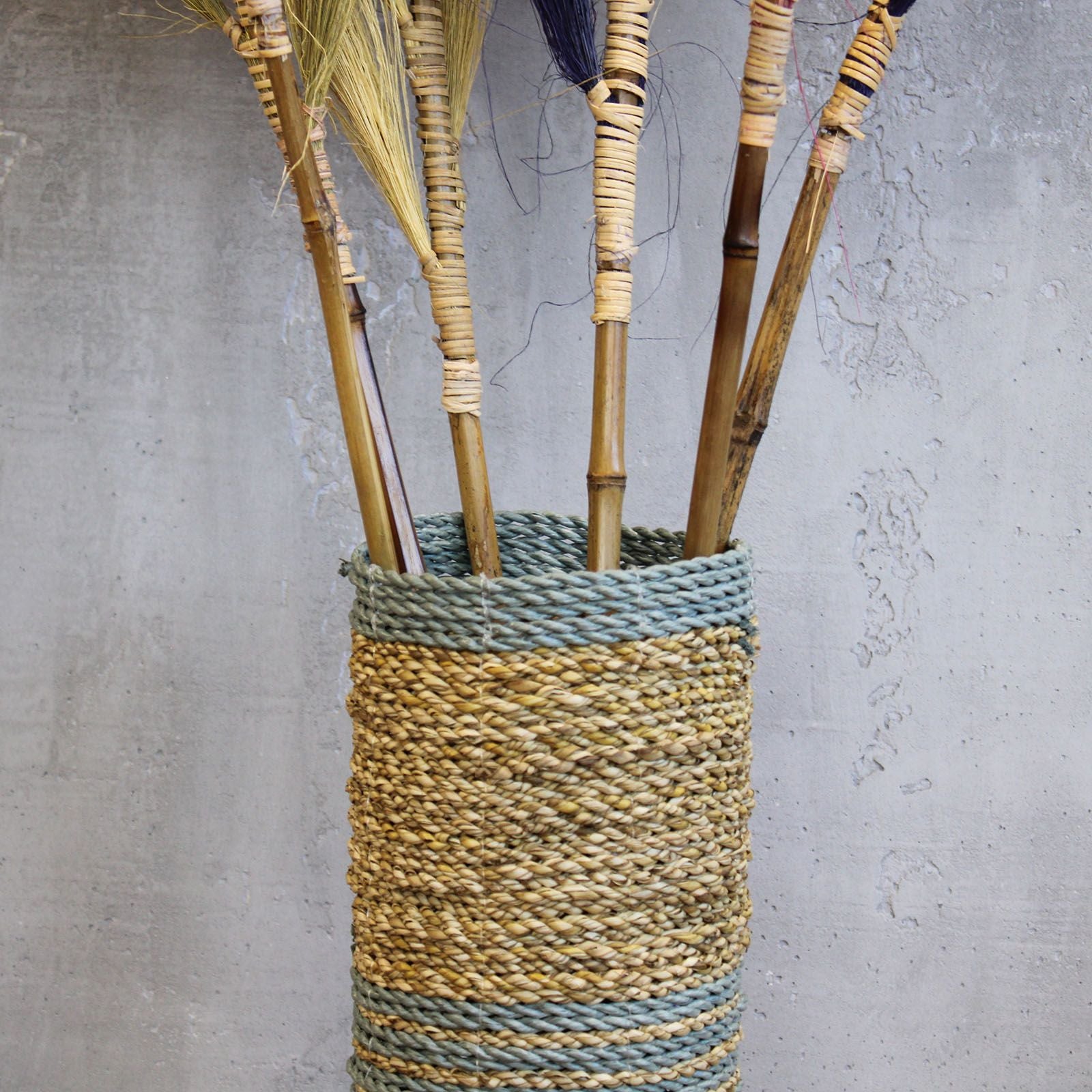 Seagrass & Abu-Abu Raffia Set - 2 Vase & 2 Bins - Image seagrass--abuabu-raffia-set--2-vase--2-bins-nva-03