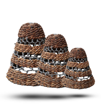 Natural Banana Leaf & Abu-Abu Raffia Lamp Shades - Set of 3 - Image natural-banana-leaf--abuabu-raffia-lamp-shades--set-of-3-nlas-03
