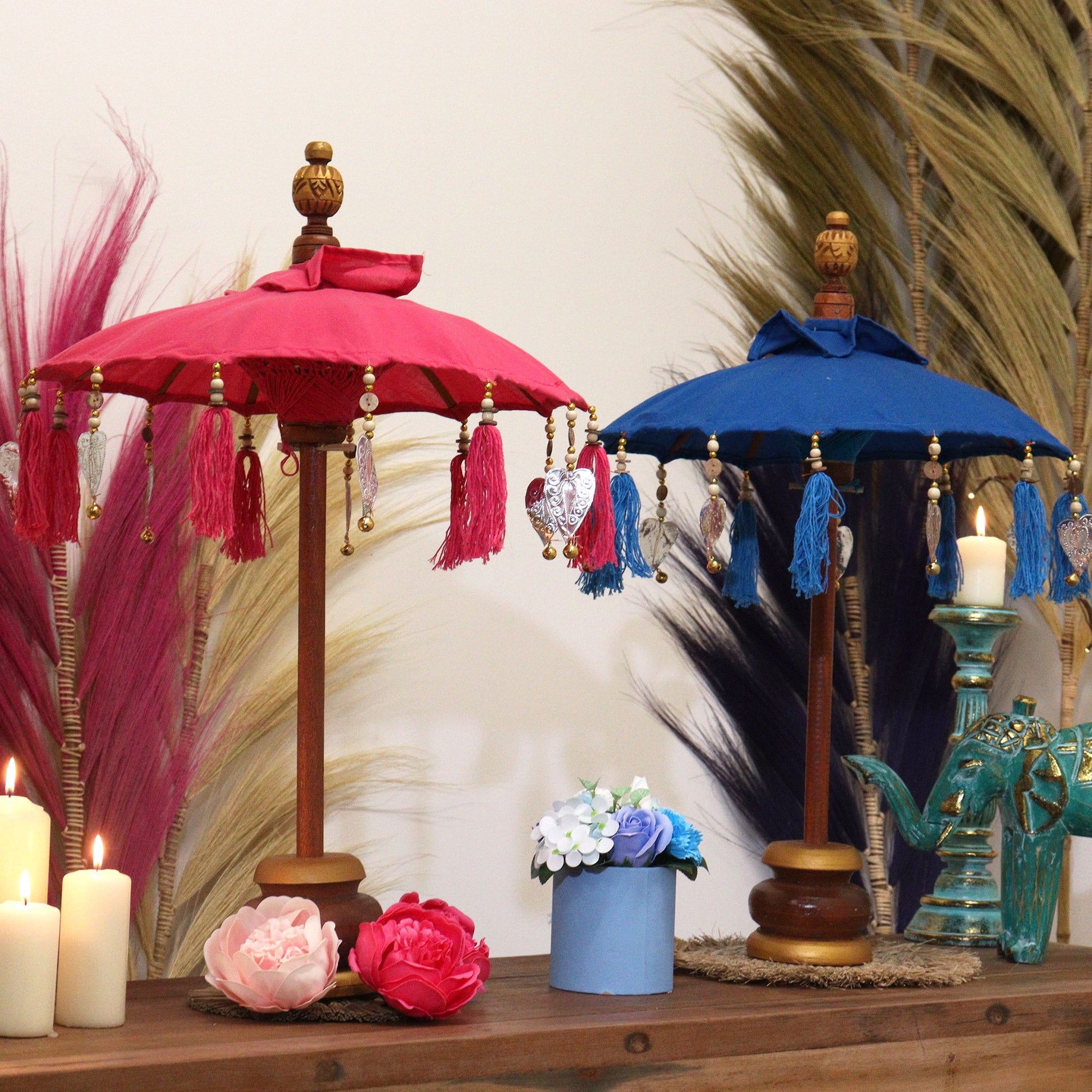 Bali Home Decor Parasol - Cotton - Turquoise- 40cm - Image bali-home-decor-parasol--cotton--turquoise-40cm-bpar-09