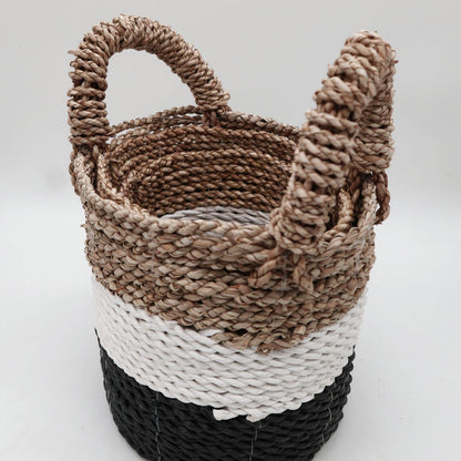 Seagrass Basket Set - Dark Grey / White / Natural - Image seagrass-basket-set--dark-grey--white--natural-sbs-02