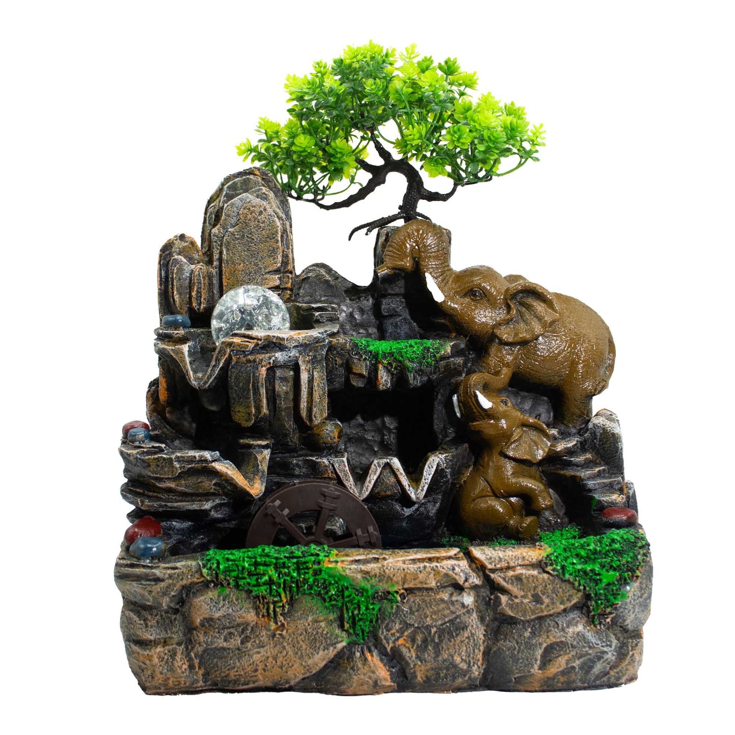 Elephants in Love Tabletop Water Feature with Crystal Ball, Light & Watermill (30x20x35cm) - Image elephants-in-love-tabletop-water-feature-with-crystal-ball-light--watermill-30x20x35cm-waterf-25