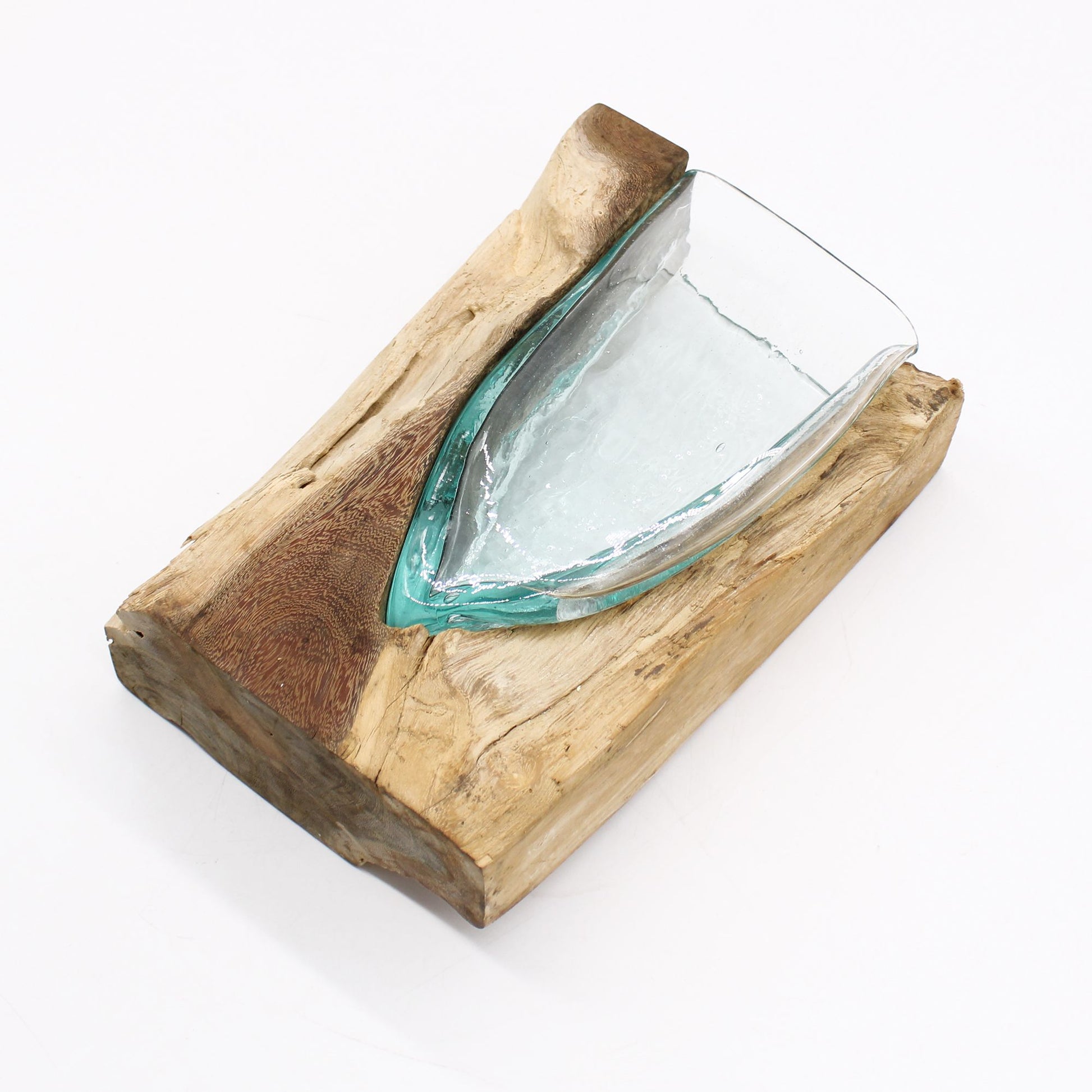 Molton Glass V-shaped Art Vase on Wood - Image molton-glass-vshaped-art-vase-on-wood-mgw-29