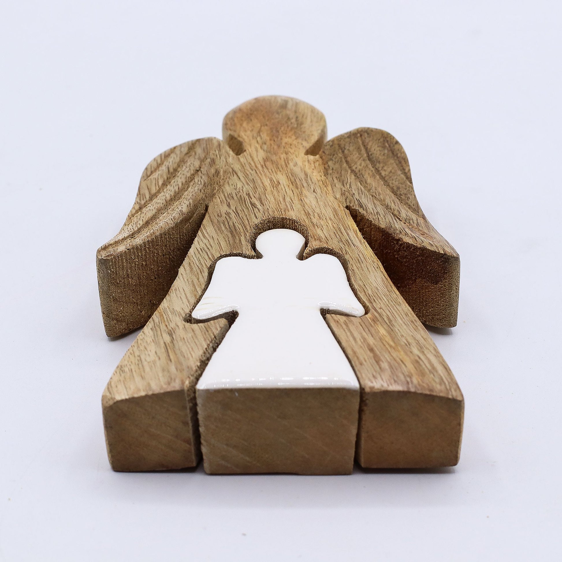 Mango Wood Angel in Angel - White Enamel - Image mango-wood-angel-in-angel--white-enamel-wang-09