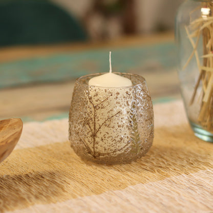 Natural Floral Glass - Straight Candle Holder -  Pino - (10x9cm) - Image natural-floral-glass--straight-candle-holder---pino--10x9cm-nfg-10