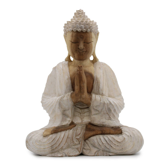 Buddha Statue Whitewash - 30cm Welcome - Image buddha-statue-whitewash--30cm-welcome-hcbs-20