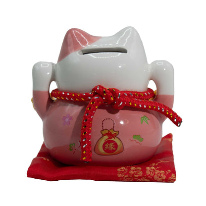 Ceramic Money Cat Bank - Pink on Cushion - Image ceramic-money-cat-bank--pink-on-cushion-mcat-15