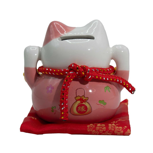 Ceramic Money Cat Bank - Pink on Cushion - Image ceramic-money-cat-bank--pink-on-cushion-mcat-15