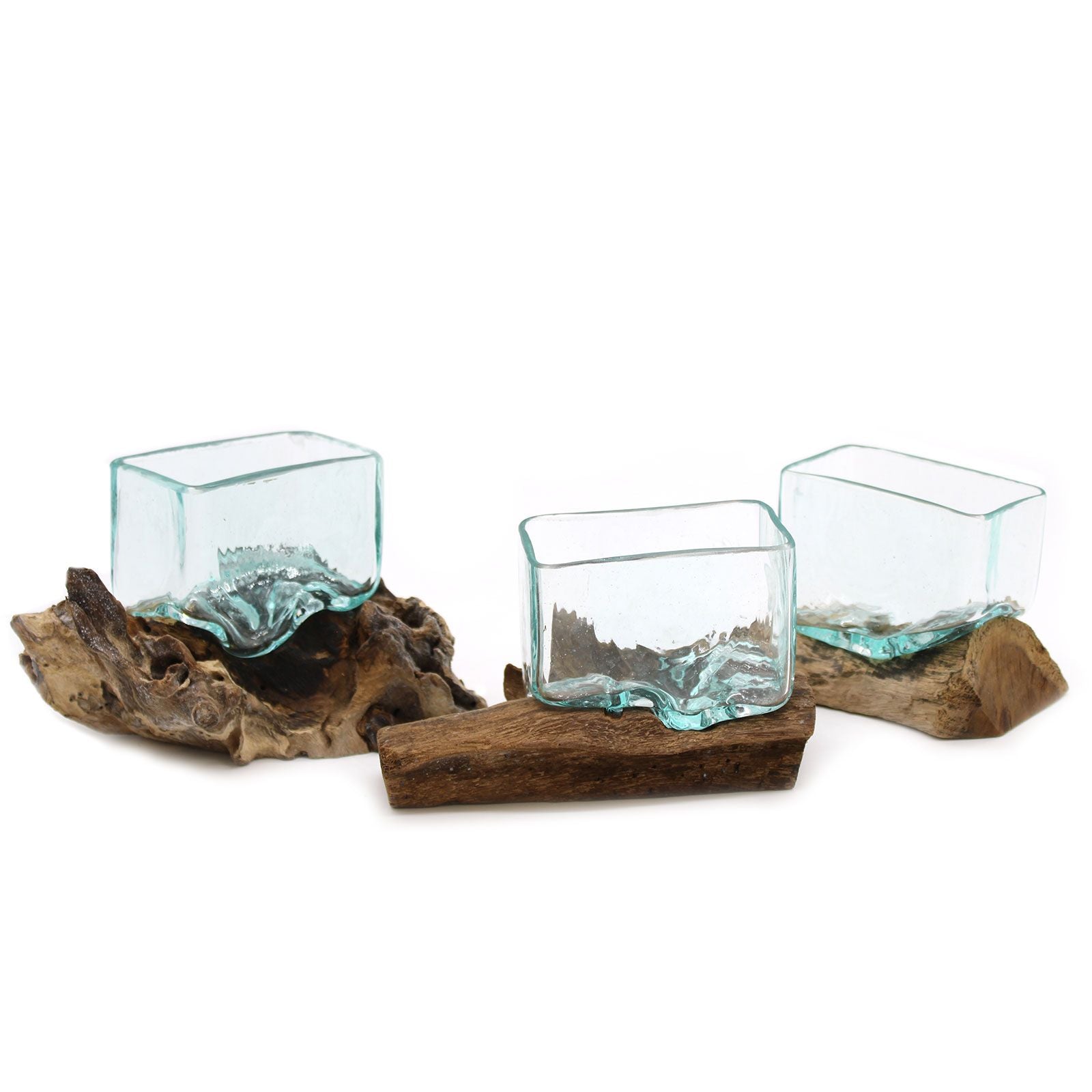 Molten Glass Tank on Wood with Stand - Small Bowl - Image molten-glass-tank-on-wood-with-stand--small-bowl-mgw-20