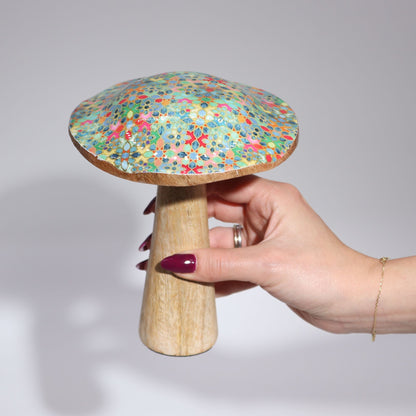 Med Wooden Mushroom - Pretty Floral - Image med-wooden-mushroom--pretty-floral-wmush-06