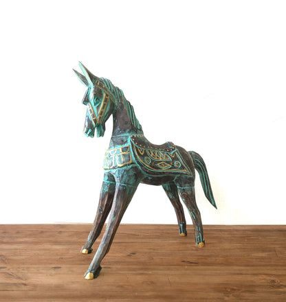 Medium Gold & Turquoise Horse 25 cm - Image medium-gold--turquoise-horse-25-cm-vintep-08