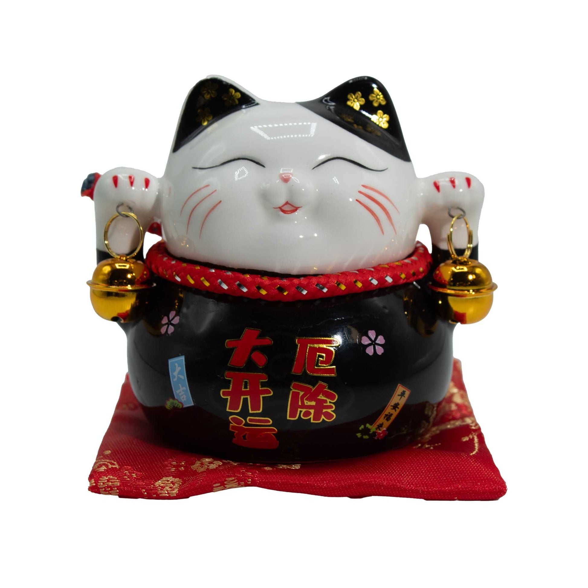 Ceramic Money Cat Bank - Black on Cushion - Image ceramic-money-cat-bank--black-on-cushion-mcat-16