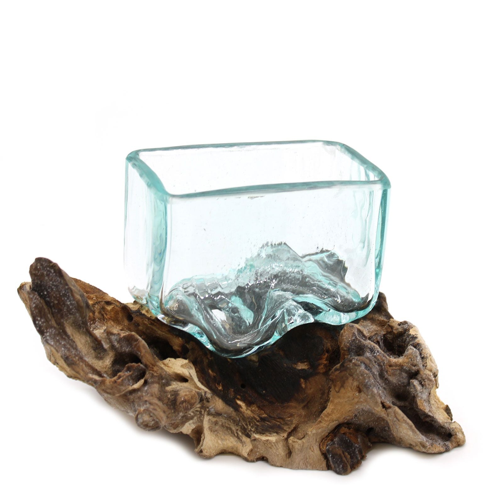 Molten Glass Tank on Wood with Stand - Small Bowl - Image molten-glass-tank-on-wood-with-stand--small-bowl-mgw-20