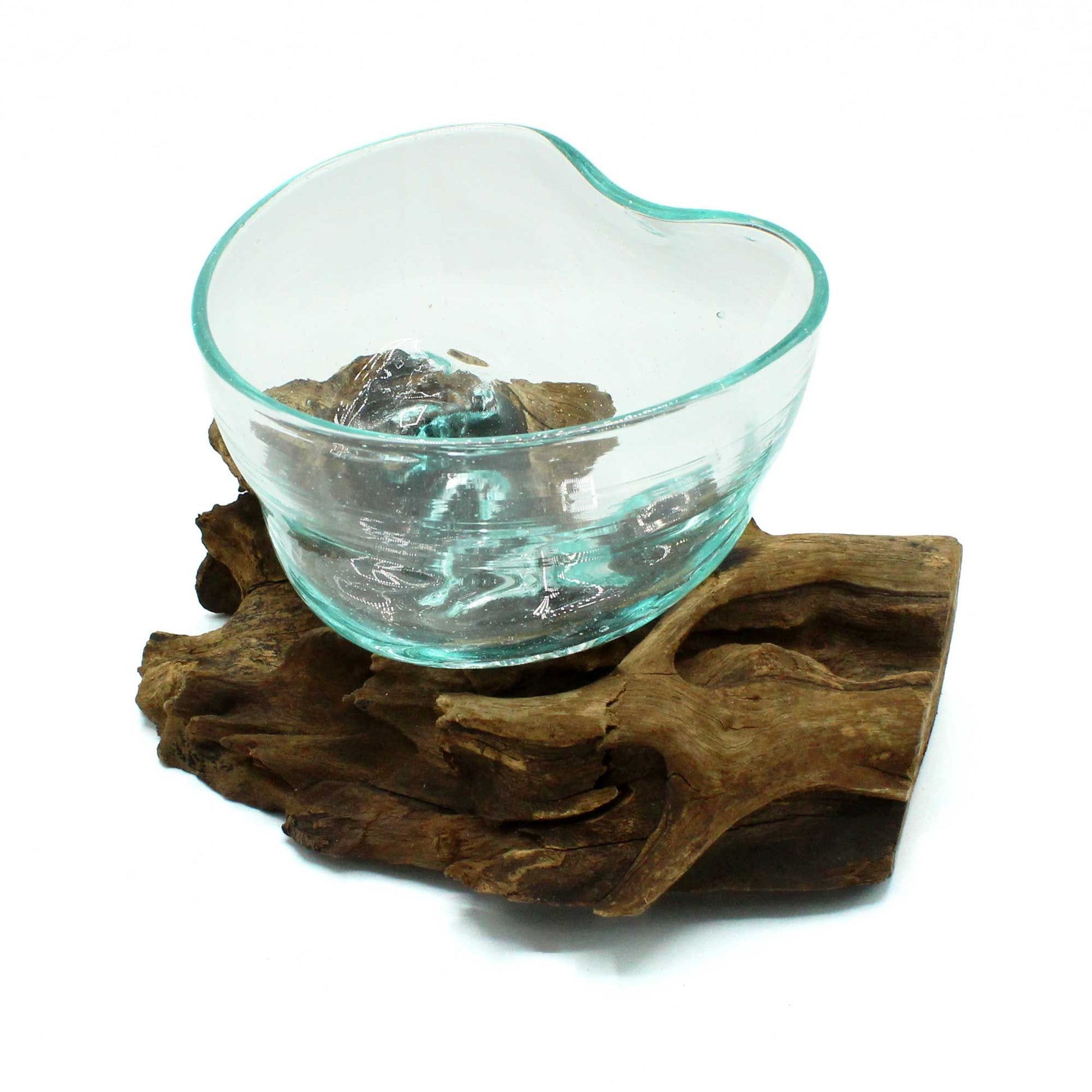Molten Glass Arfully Misshapen Bowl on Wood - Image molten-glass-arfully-misshapen-bowl-on-wood-mgw-36