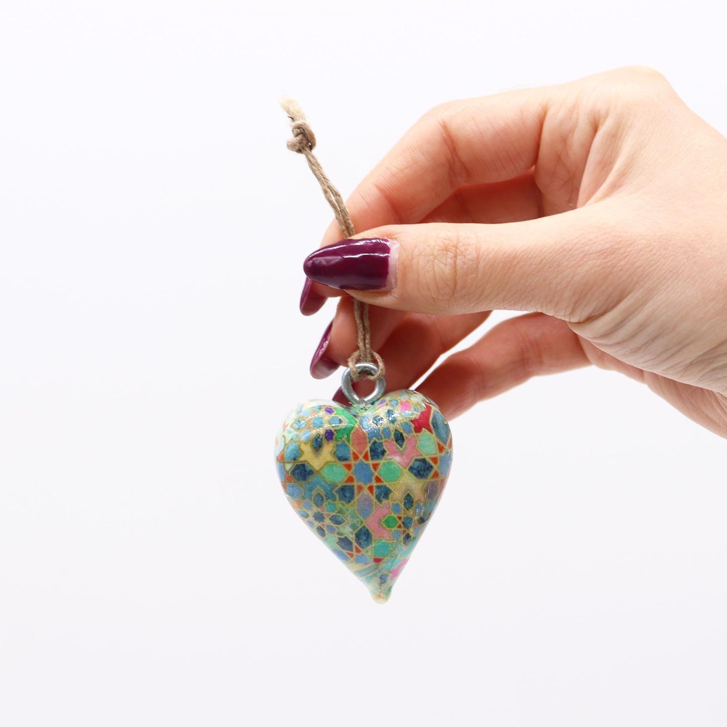 Small Decor Wood Heart -  Mediterranean Tile Pattern - Image small-decor-wood-heart---mediterranean-tile-pattern-weh-04