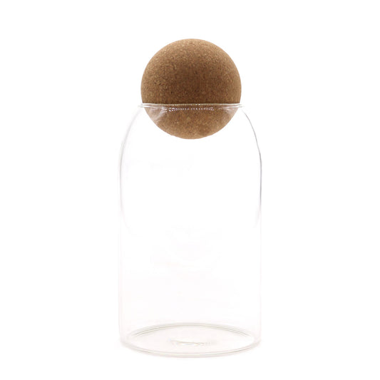 Cottage Cork-Ball Glass Jar - Clear - 15cm - Image cottage-corkball-glass-jar--clear--15cm-cgj-13