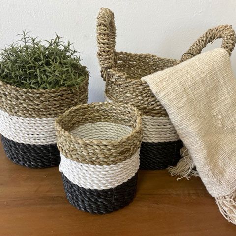 Seagrass Basket Set - Dark Grey / White / Natural - Image seagrass-basket-set--dark-grey--white--natural-sbs-02