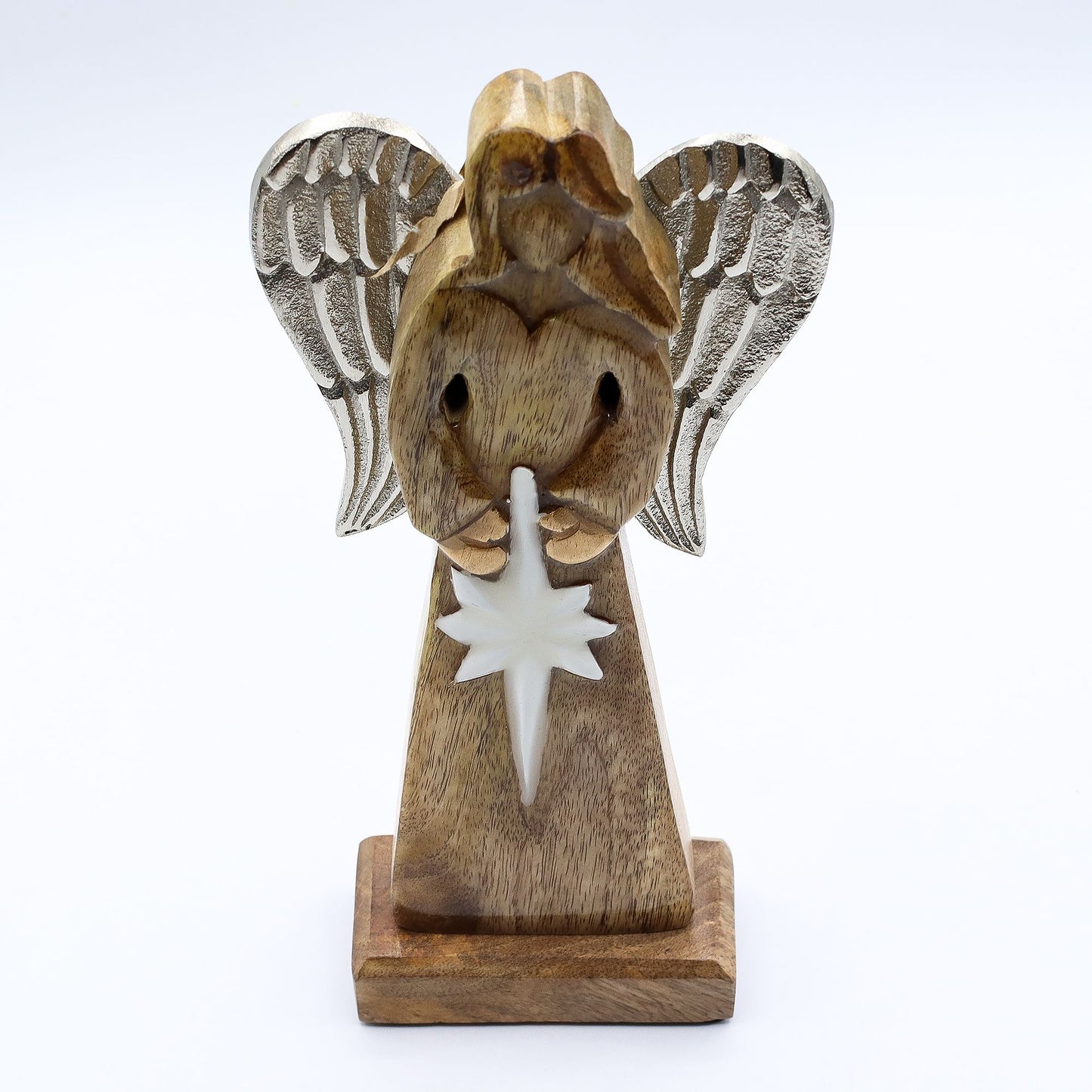 Large Mango Wood Peace Angel Metal Wings & Enamel Detail - Image large-mango-wood-peace-angel-metal-wings--enamel-detail-wang-10