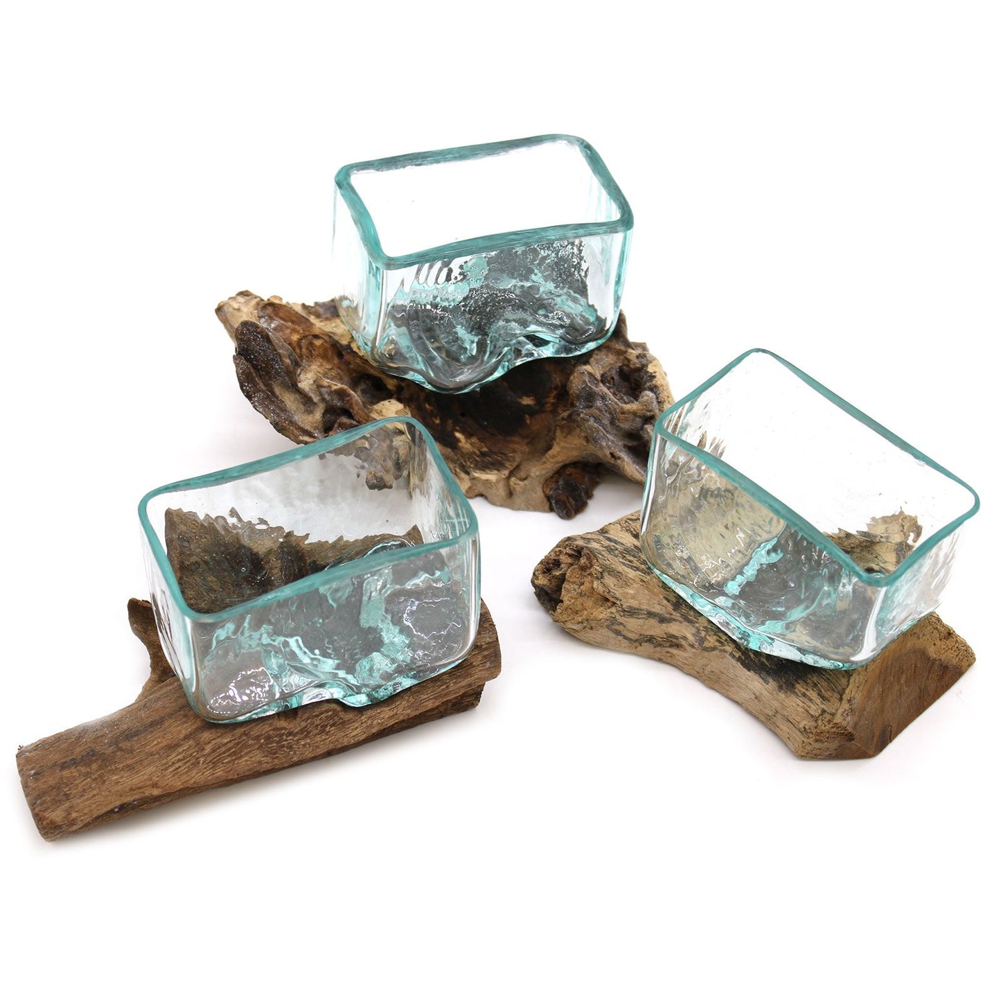 Molten Glass Tank on Wood with Stand - Small Bowl - Image molten-glass-tank-on-wood-with-stand--small-bowl-mgw-20