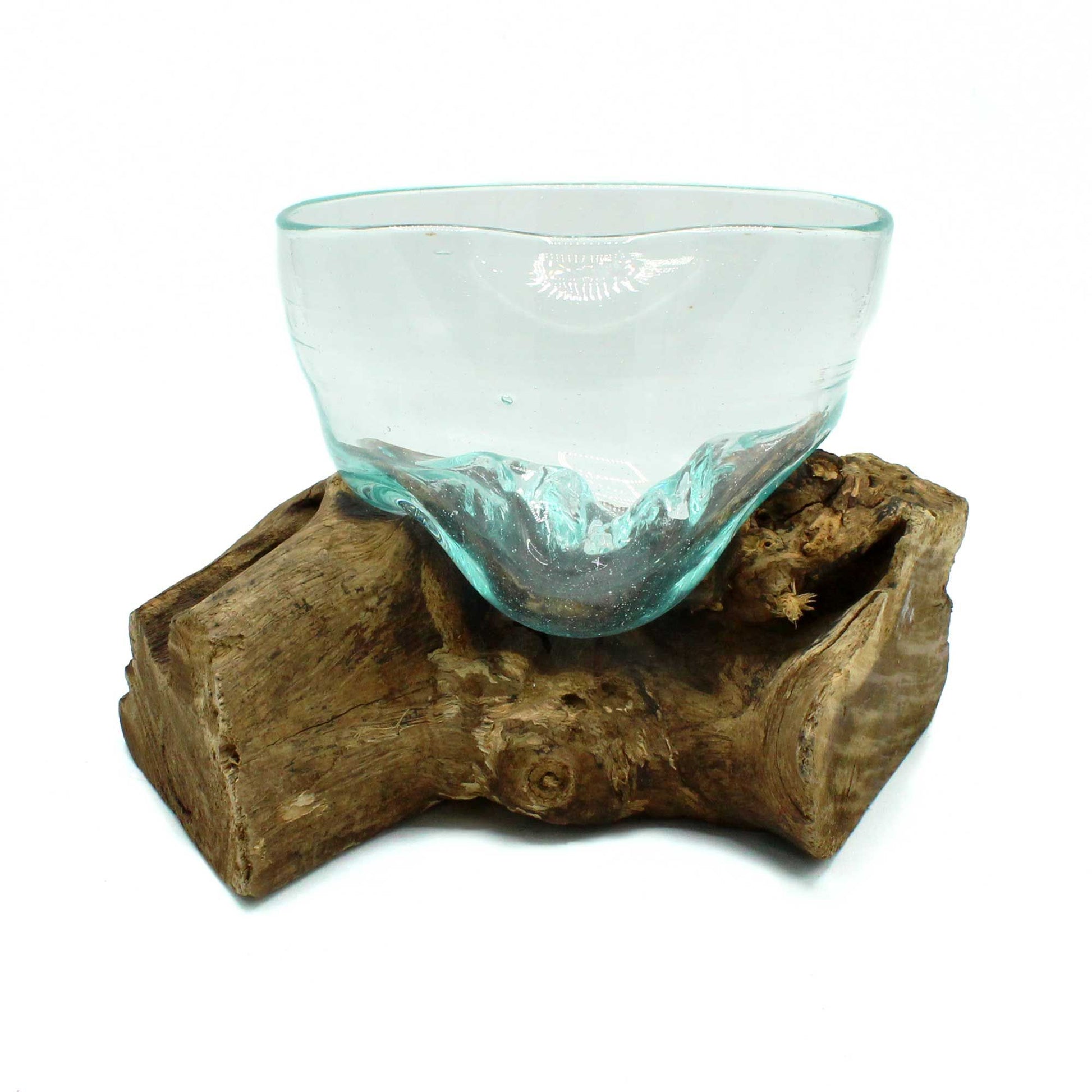 Molten Glass Arfully Misshapen Bowl on Wood - Image molten-glass-arfully-misshapen-bowl-on-wood-mgw-36